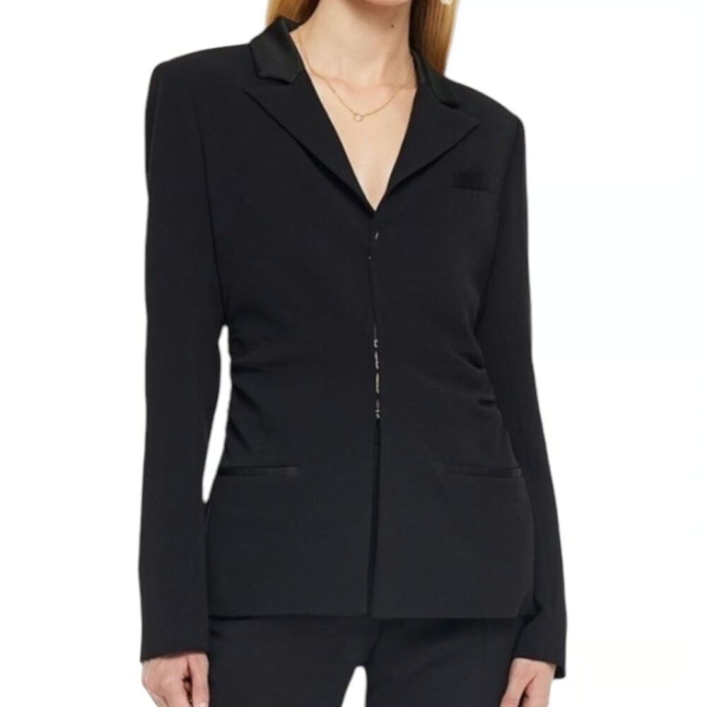 Jonathan‎ Simkhai Womens Fitted Satin Trim Crepe Blazer Office Corporate Size 6